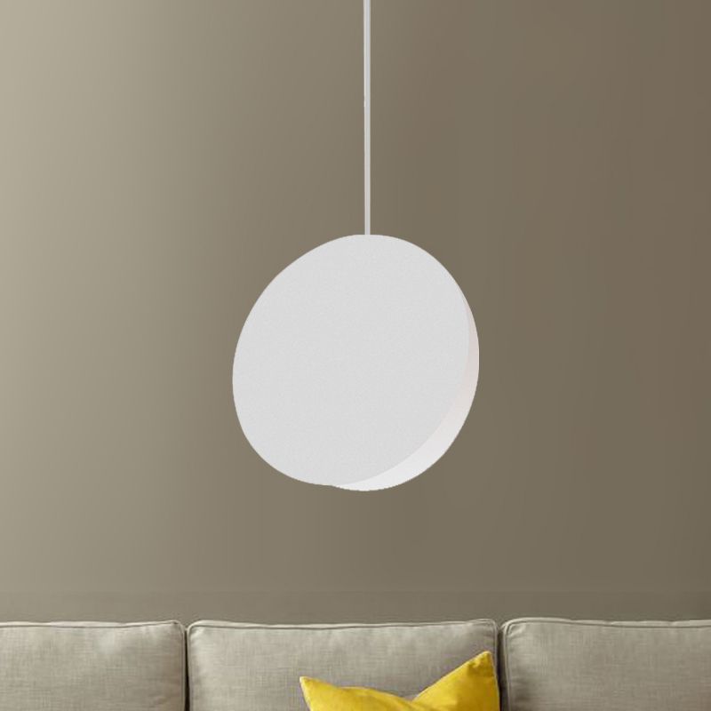 8"/12"W Circular Pendant Lamp Modern Nordic Style Metal 1 Light Black/Grey/White Hanging Ceiling Light