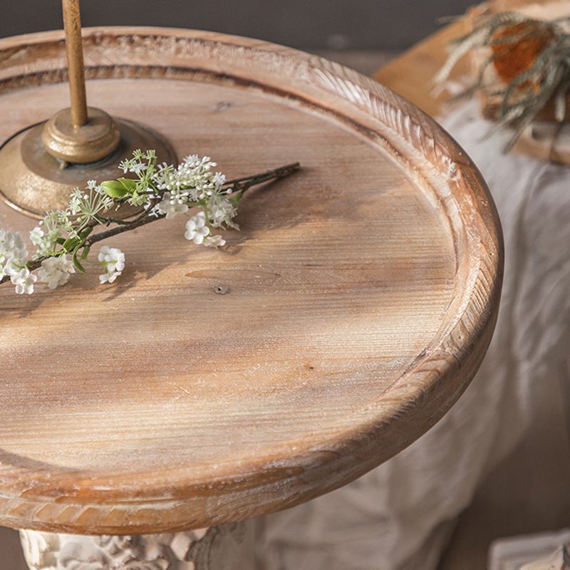 French Country Corner Table Wood Pedestal Round Accent Side Table