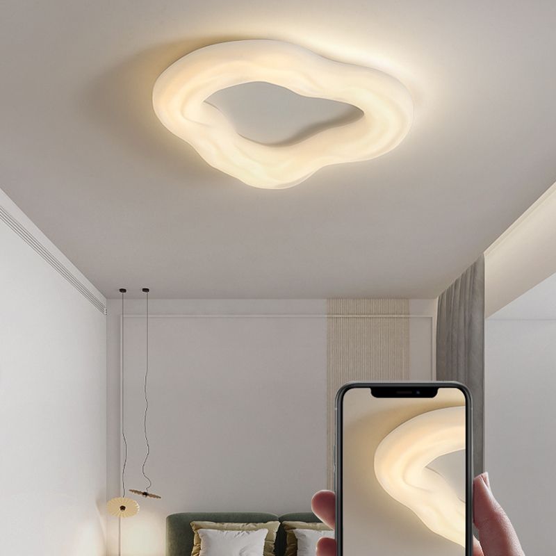 LED Cloud Shape Ceiling Flush Mount in Ivory White Contemporary Ceiling Flush