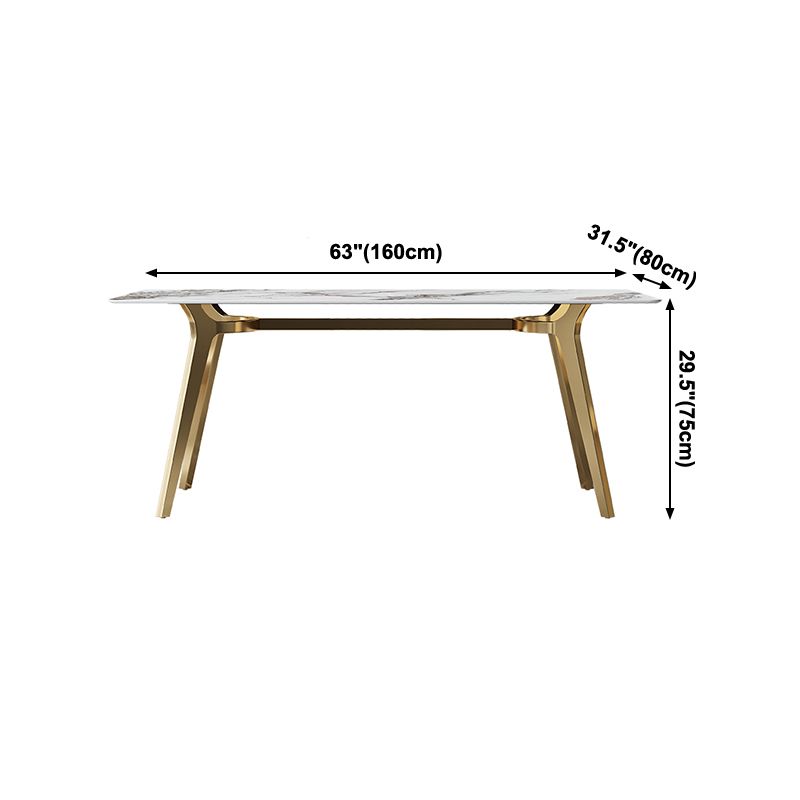 Luxury Sintered Stone Dining Table Rectangle Table with Metal Base and 4 Legs