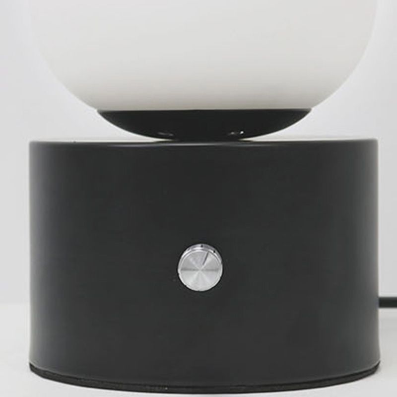 Modern Style Geometry Night Table Lamp White Glass One Light Table Light in Black