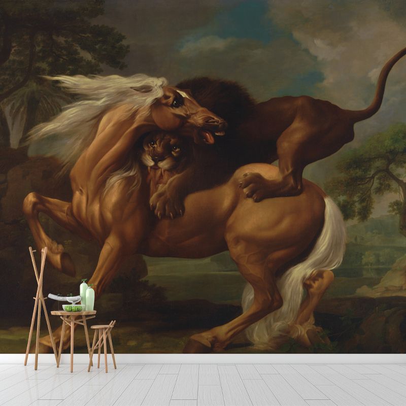 Horse Animal Mural for Sleeping Room Moisture Resistant Wall Decor, Customized Size