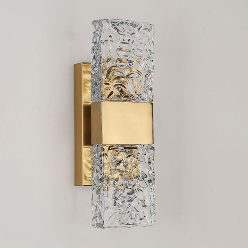 Contemporary Glass Shade Wall Sconce Lighting Rectangle Shade Wall Lamp for Bedroom