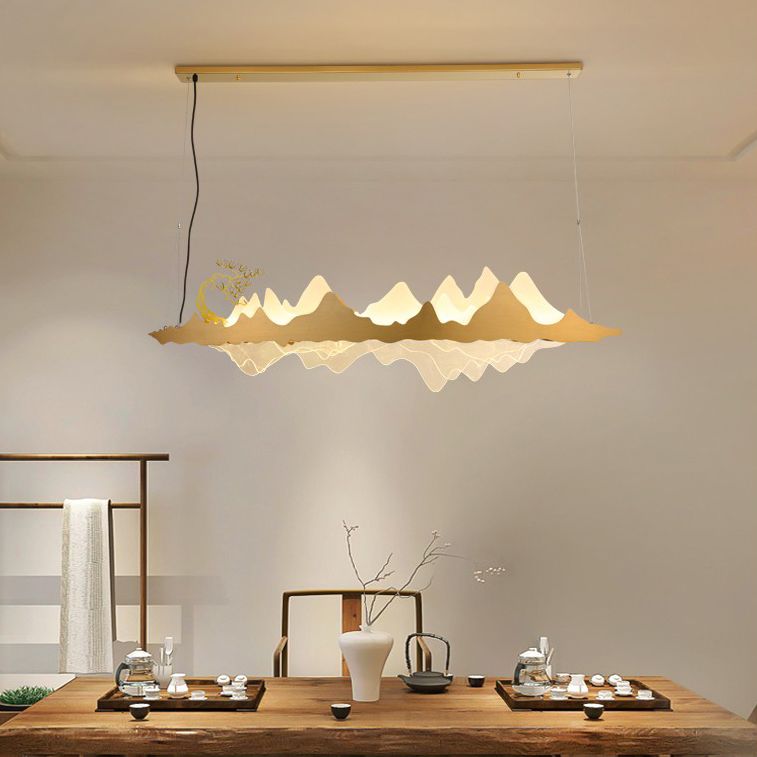 Idee per illuminazione dell'isola a led in metallo moderno lampada lampadario lineare per sala riunioni