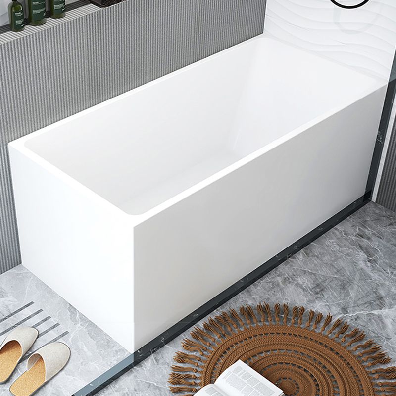 Modern Acrylic White Bathtub Rectangle Back to Wall with Drain Bath Tub