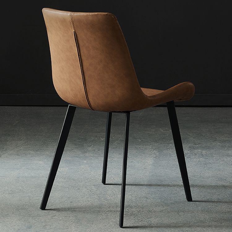 Modern Metal and Faux Leather Armless Dining Chairs for Kitchen