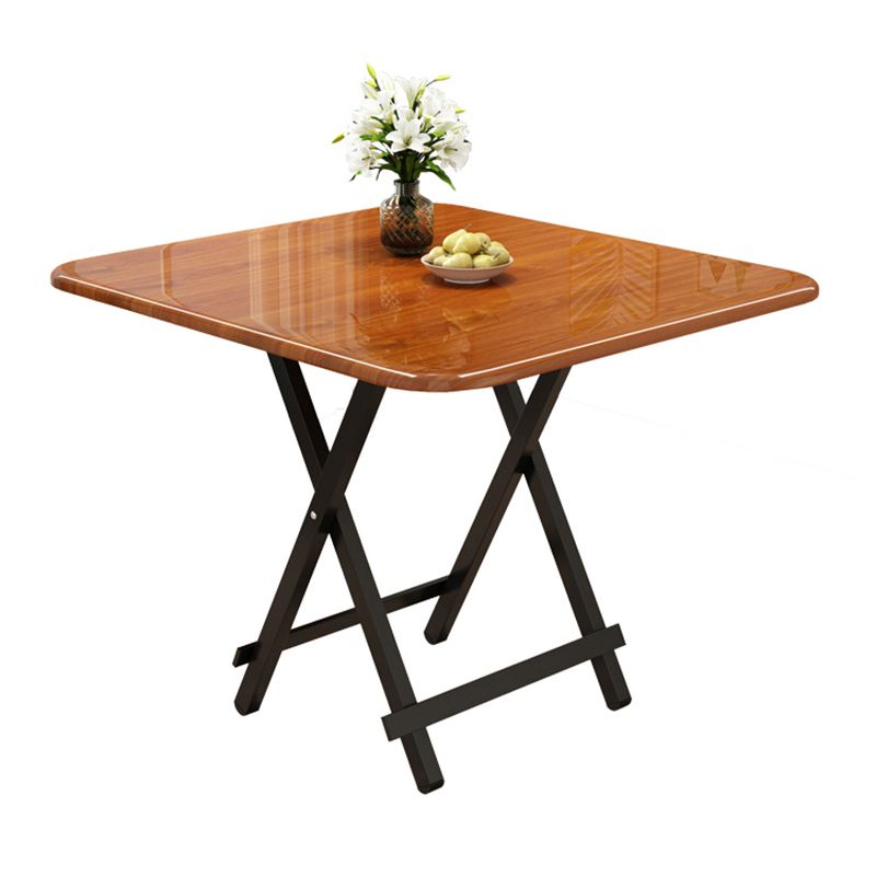 Modern Folding Wood Top Dining Table with Metal Leg for Living Room