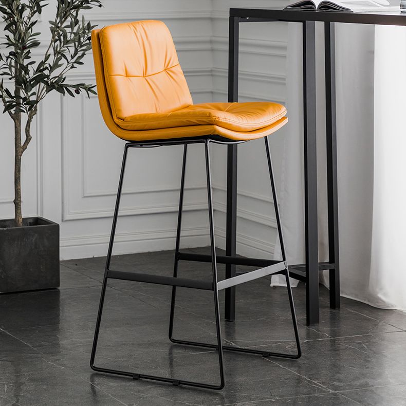 Scandinavian Low Back Home Stool Matte Finish Upholstered Barstool