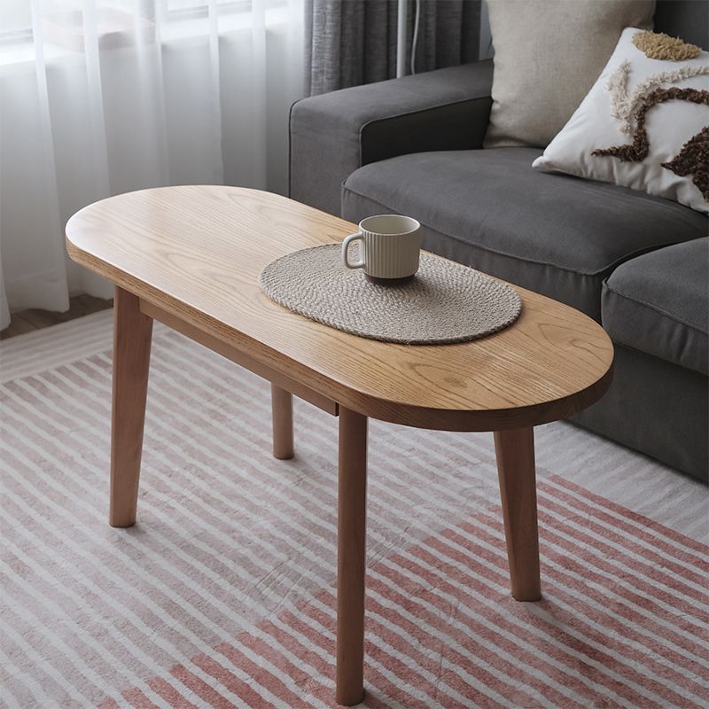 4 Legs Coffee Table Modern Brown Solid Wood Coffee Cocktail Table