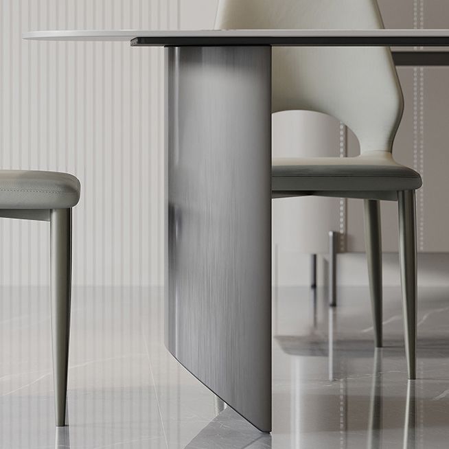 Modern Rectangular Stone Top Dining Table with Metal Legs for Living Room