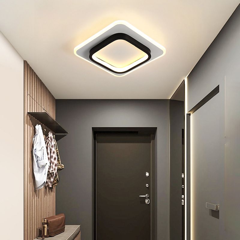 Modern Geometric Ceiling Lamp Aluminium 1 Light Flush Mount with Hole 2.5-4'' Dia