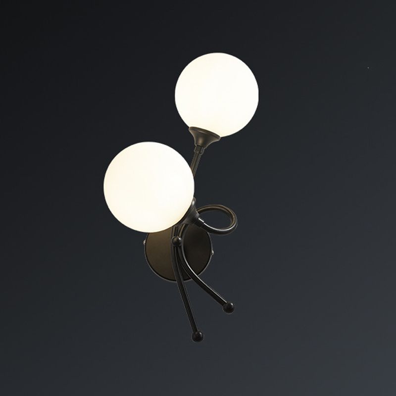Modern Style Globe Shade Wall Light Glass 2 Lights Sconces for Bedroom