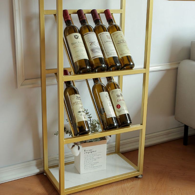 Specialty Marble Top Bar Table Glossy White Glam Pub Table with Wine Storage