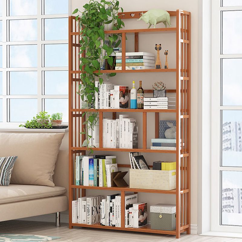 Contemporary Bookcase Open Shelf Bamboo Vertical Shelf Bookcase