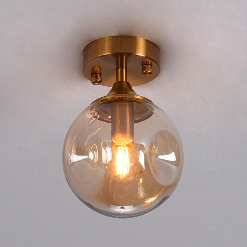 Glass Ball Shape Flush Mount Light Modern 1-Light Flush Mount Ceiling Fixture