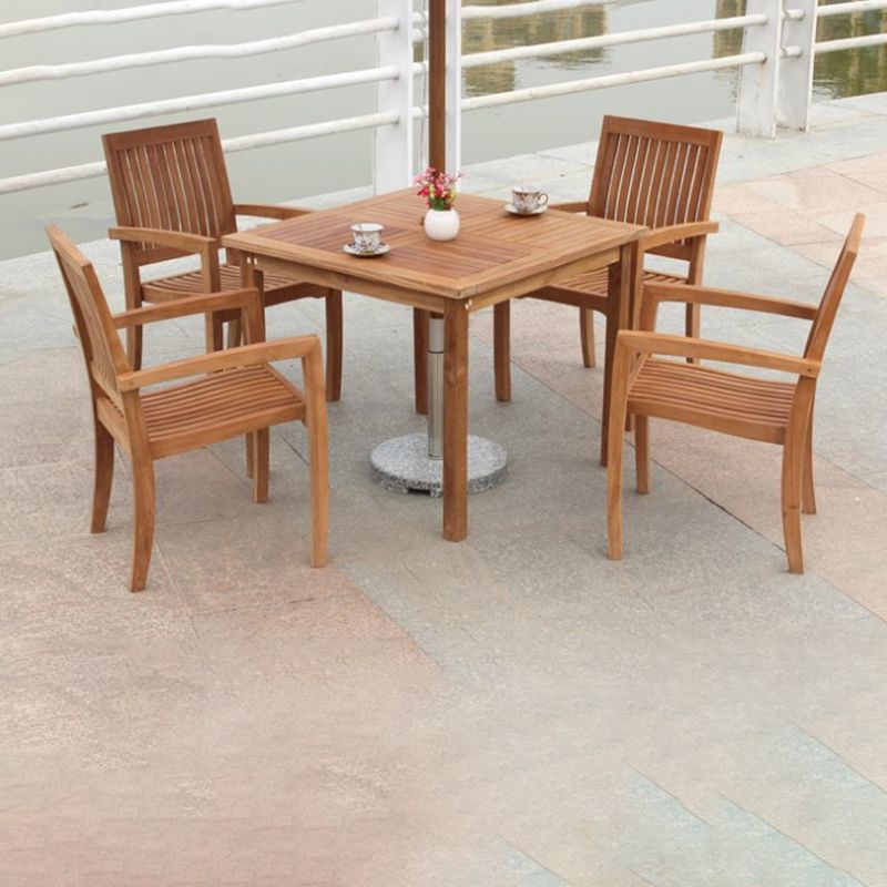 Industrial Solid Wood Dining Table Set 1/5 Pieces Square Dining Table Set for Outdoor