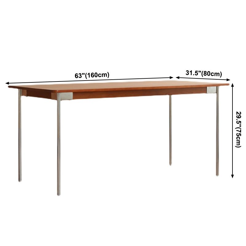 Mesa de comedor de madera maciza de boj, mesa rectangular con base metálica de 4 patas para el hogar