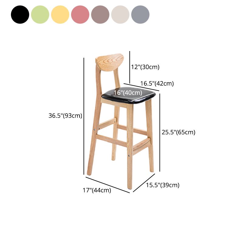Scandinavian Oak Wood Home Stool Matte Finish Upholstered Bar Stools