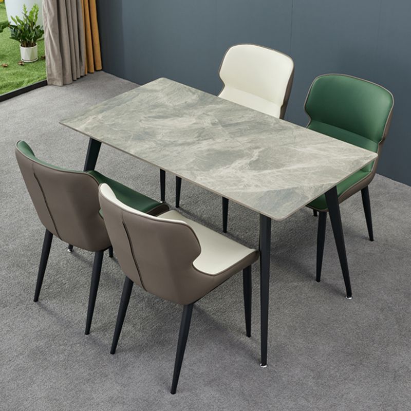 Matte Finish Wingback Chair with Black Legs Contemporary Side Chair for Dining Room