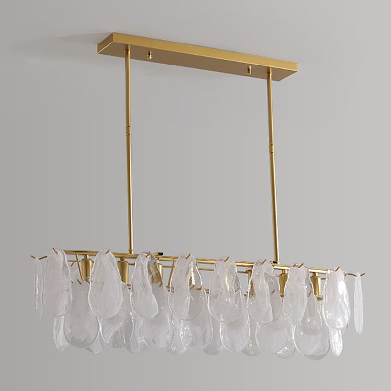 Contemporary Style Rectangle Island Lighting Ideas Glass 8 Light Island Lights