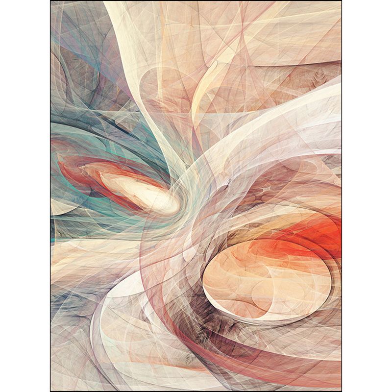 Apricot and Green Novelty Rug Polyester Abstract Rug Washable Non-Slip Backing Carpet for Living Room