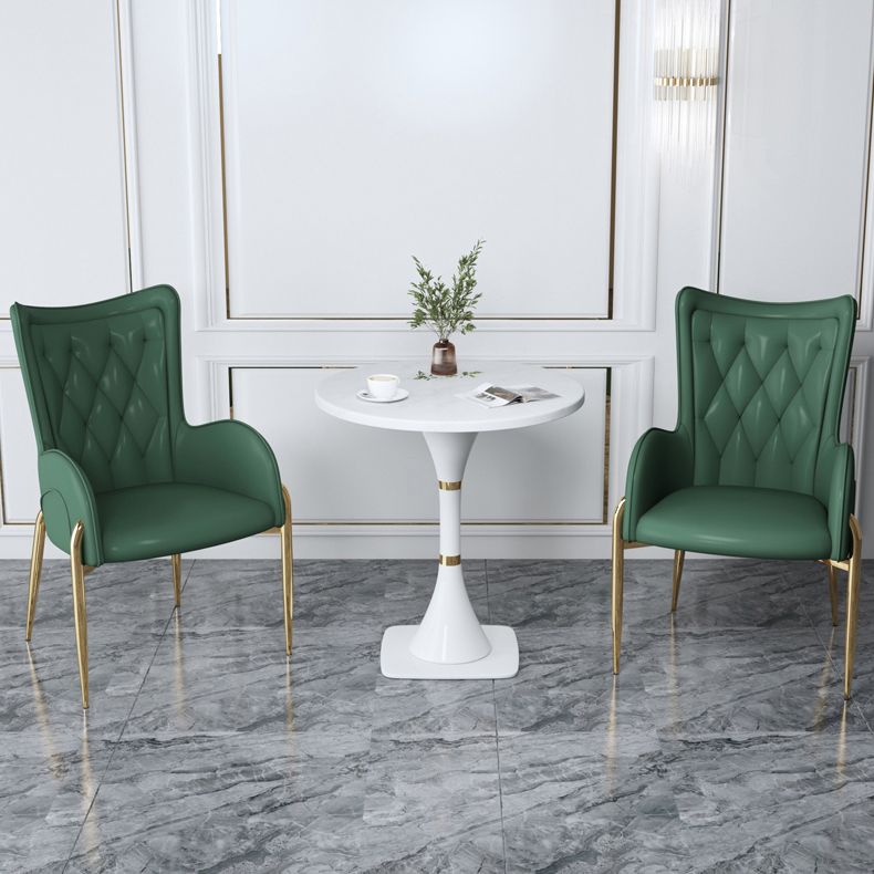 Nordic Metal Dining Room Chair Upholstered Linen Fabric Arm Single Chair for Restaurant