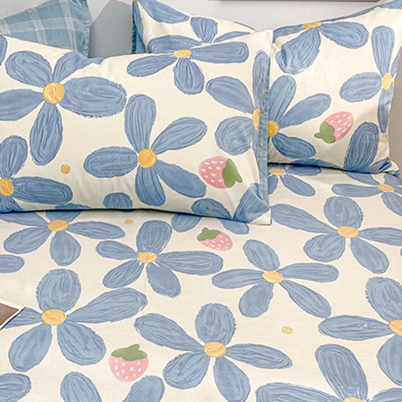 Cotton Bed Sheet Patterned Breathable Fade Resistant Soft Bed Sheet Set