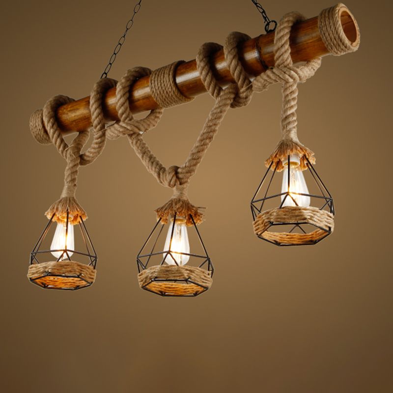 Vintage Hemp Rope Pendant Light American Industrial Hanging Light for Loft Living Room