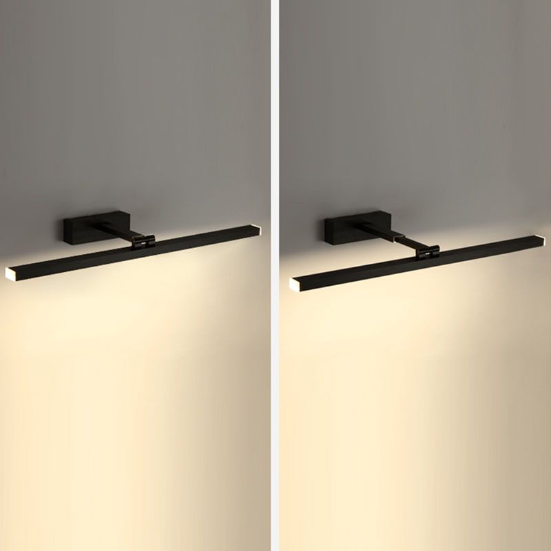 Metal Linear Shade Swing Arm Wall Light Modern 1 Head Wall Mount Fixture in Black