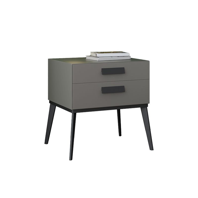 Wooden and Leather Bedside Cabinet Modern Minimalist Bedside Table with Drawers