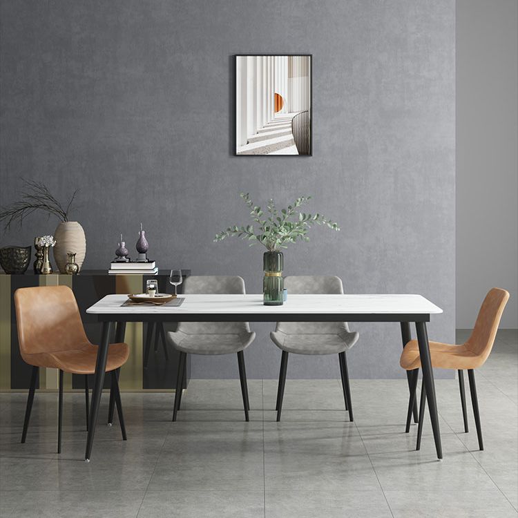 Industrial Sintered Stone Esstisch 4 Beine Metallic Basis Rechtecktisch für Zuhause