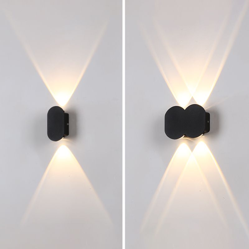 Black Outdoor LED Wall Sconce in Modern Creative Style Aluminium Geometric Waterproof Spotlight