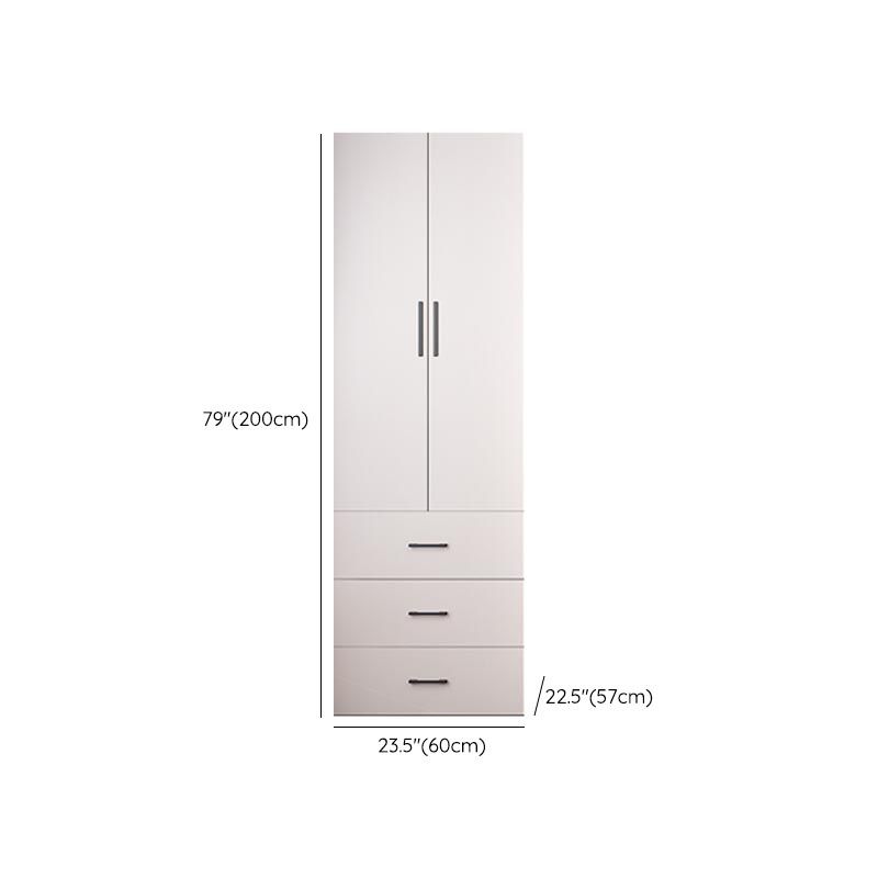White Modern Armoire Engineered Wood Grand Wardrobe with Drawers and Hanging Rod