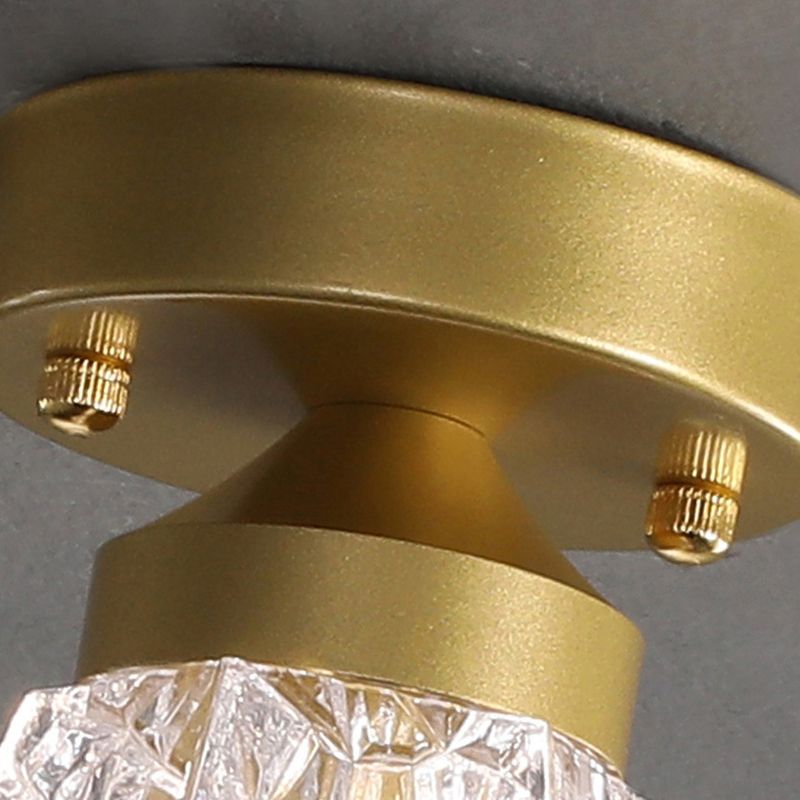 Single Modernism Golden Flush Mount Lighting LED Ceiling Light with Crystal