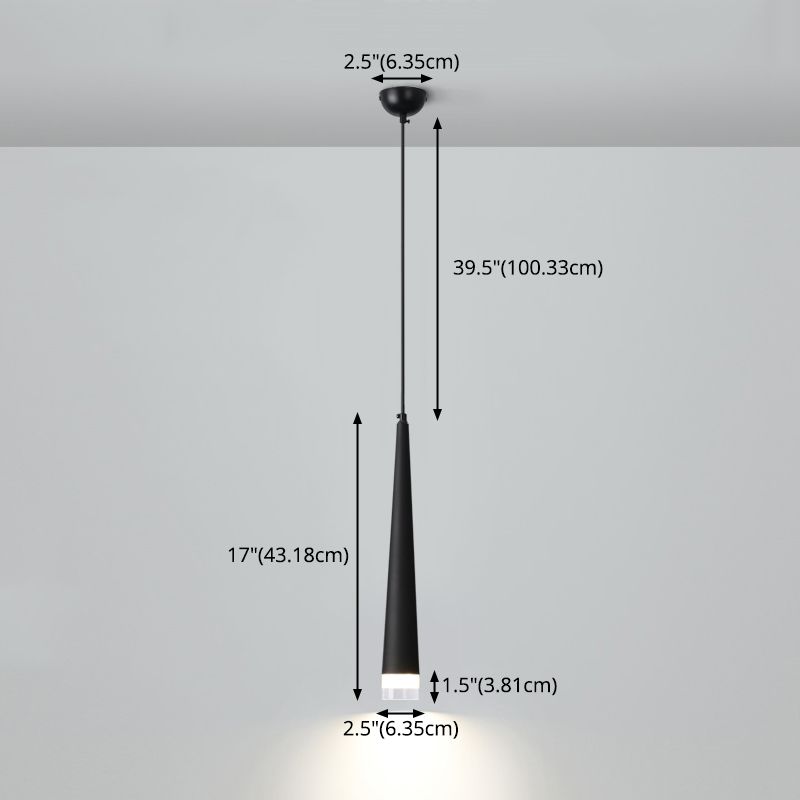 Minimalisme Conische led hangende licht moderne stijl lange kegelverlichtingsarmatuur met kristallen lampenkap