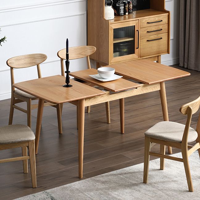Contemporary Rectangle Dining Table Oak Solid Wood Table with 4 Legs for Dining Room