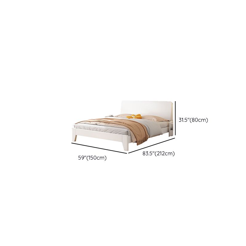 Solid Wood Standard Bed Modern White Bed Frame with Headboard