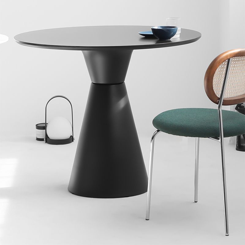 28.3 " H Single Leg Metal Base Solid Color Round Slate Coffee Table For Apartment