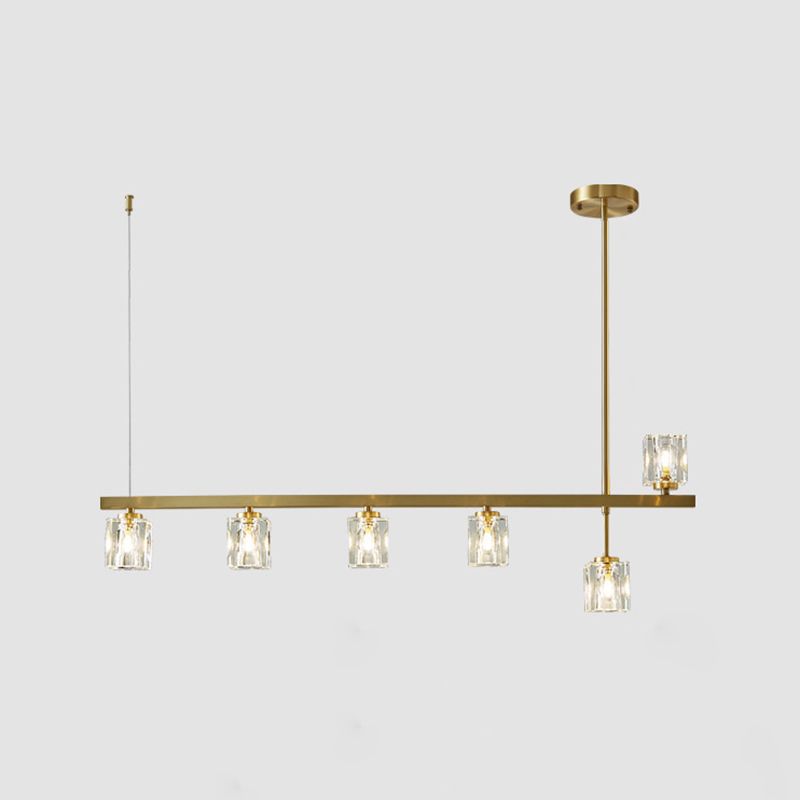 Post-Modern Hanging Light Crystal Island Light Fixture with Shade for Dining Table