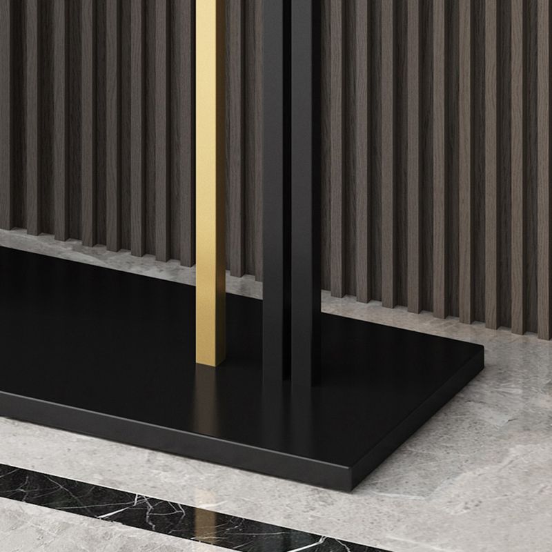 Glam Style Console Table with Stone Top and Pedestal Base for Hall