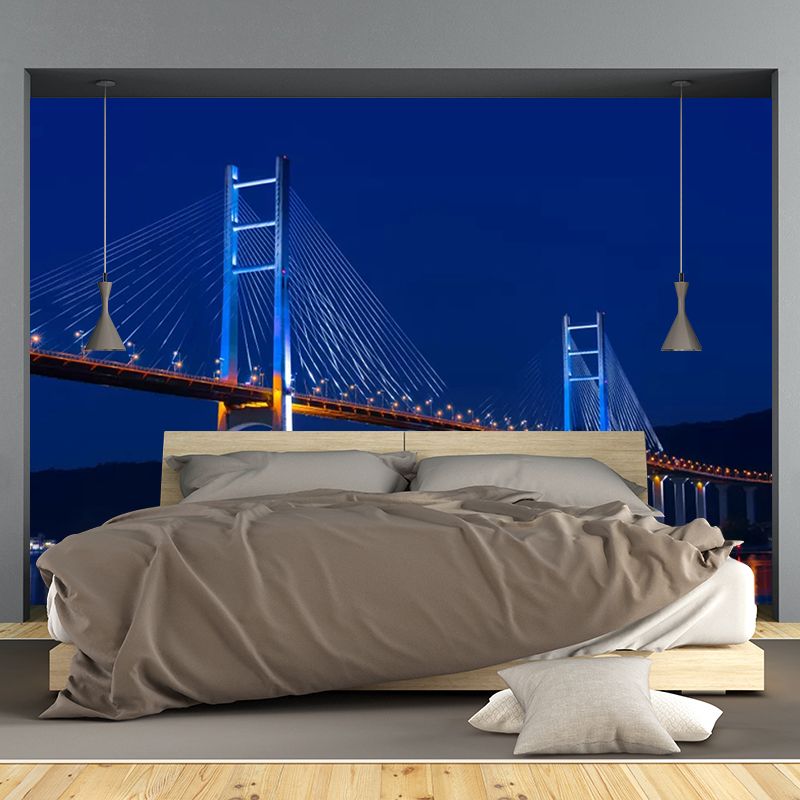 Photography City View Mural Moisture Resistant Wall Covering for Home Decoration