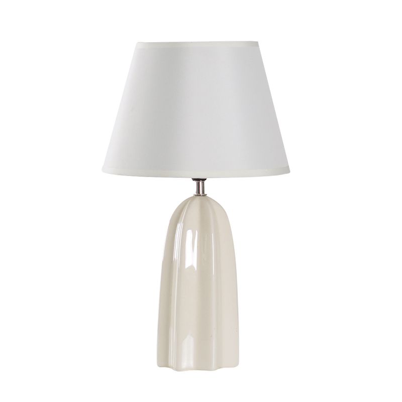 Beige/braun 1 Kopftischlampe traditioneller Stoff Stoff konisch Schatten Tischlicht für den Untersuchungsraum