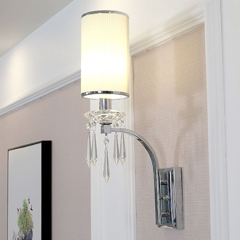 Éclairage d'applications de tissu côtelé de paroi de paroi pilier simple 1 Bulbe en chrome pour le salon