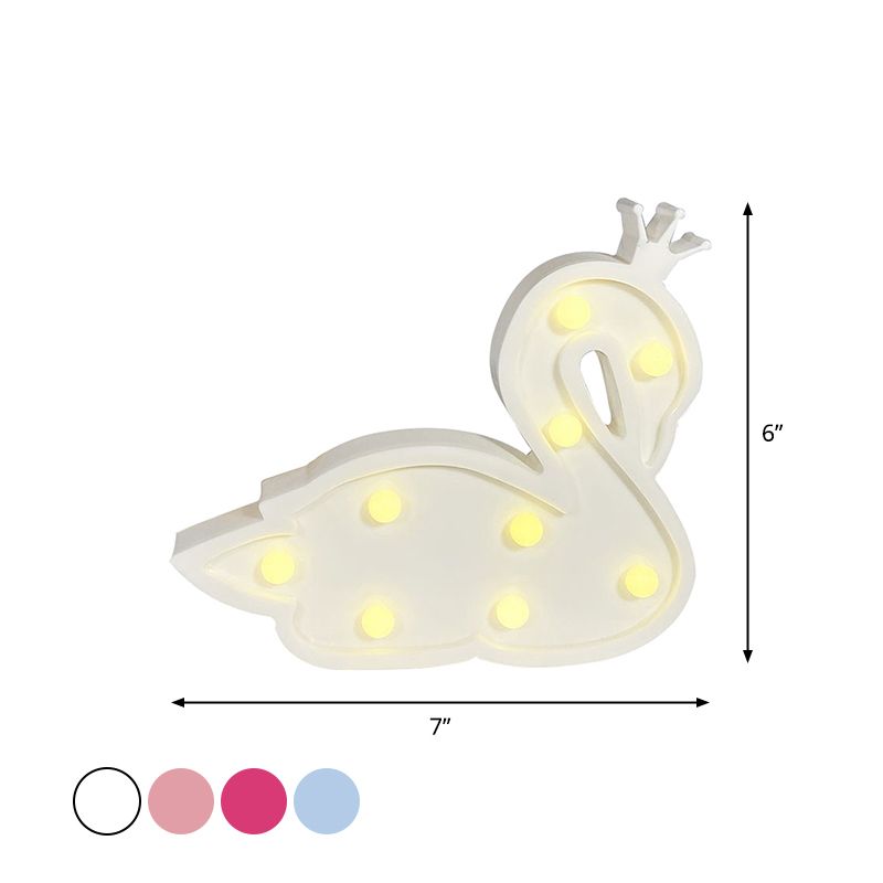 Plastic Swan Wall Night Lamp Contemporary LED Night Lighting for Children Bedroom