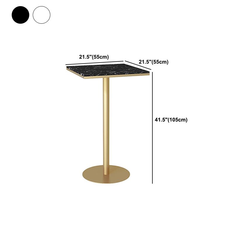 Glam Faux Marble Bar Table 41.3"H Pedestal Bar Height Cocktail Table with Metal Base