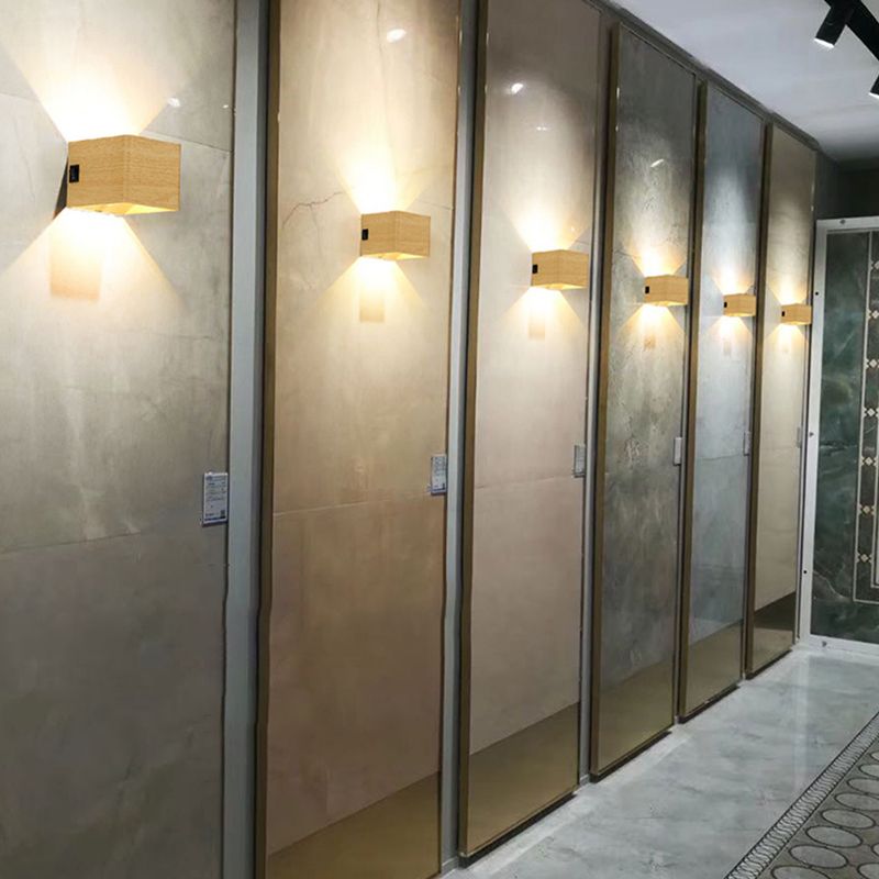 Modern Metal Wall Sconce Square Shape Wall Light with Plastic Shade for Courtyard