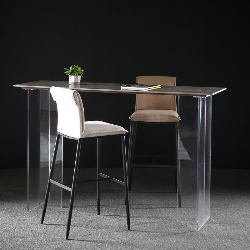 Armless Bar Stool Contemporary Low Back Dining Stool with Footrest