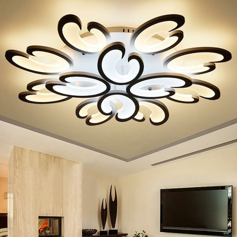 White Wing Ceiling Mounted Light Minimalist Acrylic LED Semi Flush Mount for Living Room