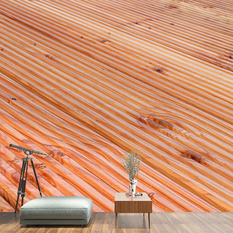 Wooden Photo Removable Mural Wallpaper Moisture Resistant for Guest Room