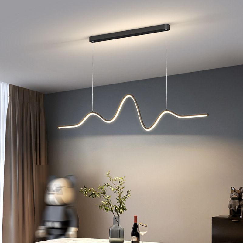 Linear Pendant Chandelier Contemporary Metal 1 Light Island Lamp